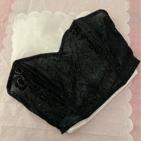 EUC VTG 90s black lace rainbow glitter bustier sz small Spencer 32A - Picture 5 of 12